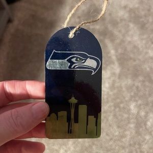 Handmade metal Seahawks holiday ornament